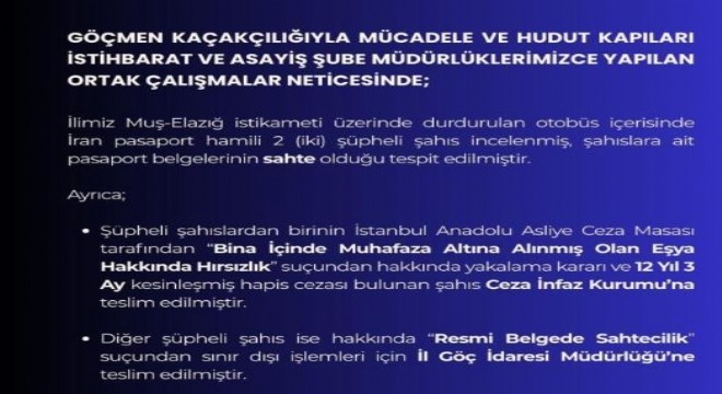 Sahte pasaportlu 2 şüpheli yakalandı